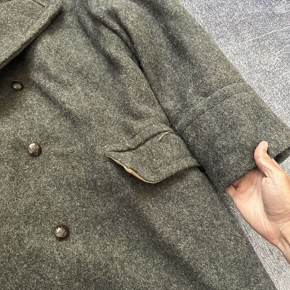 Vintage 1940's WWII Soviet Union USSR Wool Buffalo Fur Lined Field Coat Jacket - Picture 2 of 10